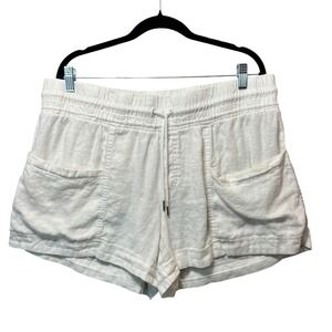 Athleta Cabo Linen 4" Shorts‎ White Drawstring Pockets Women's Size 16